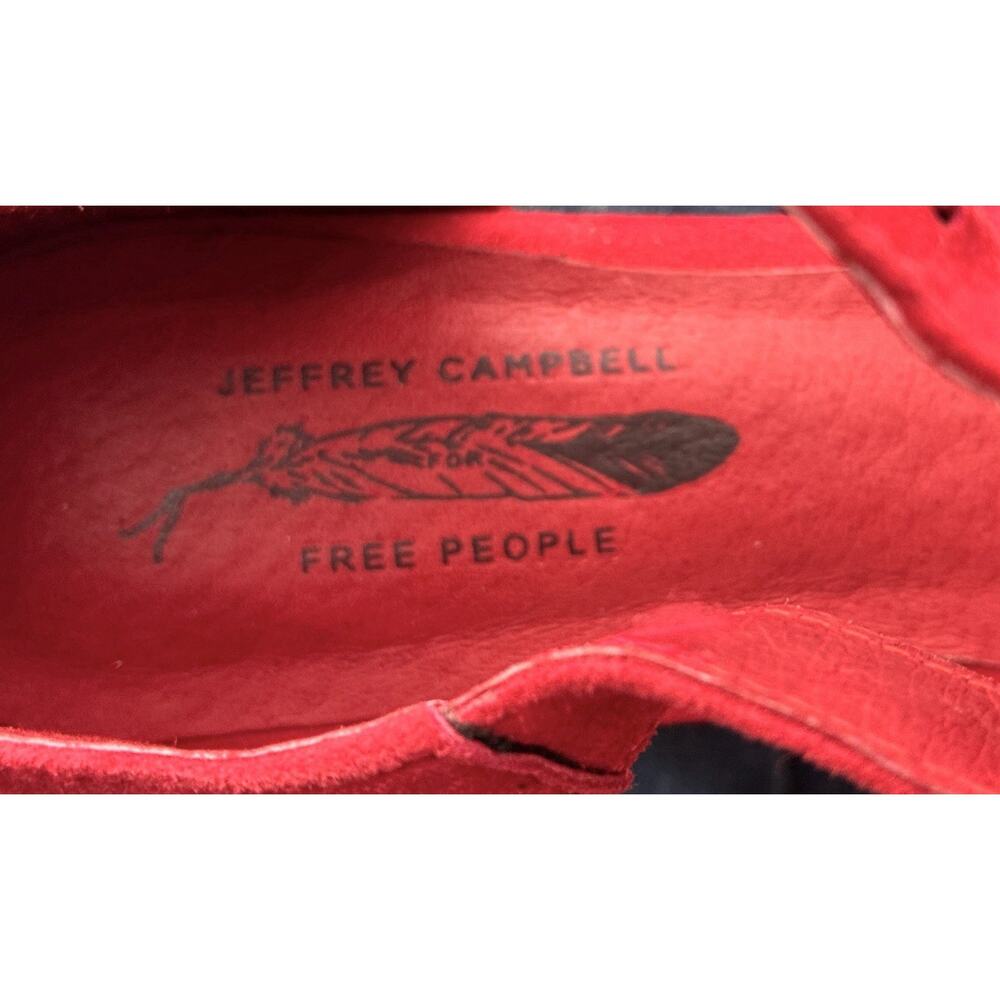 Free People Jeffrey Campbell Red Suede Ballet Flat Square Toe D'Orsay Flat - Picture 7 of 9